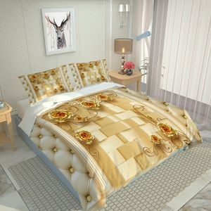 Moderne Luxe Marble Gedrukt Beddengoed Set Goud Rose Beddengoed Set 3D Beddengoed Sets Cover Set Kussensloop Bedlinnen Sheet Quilts