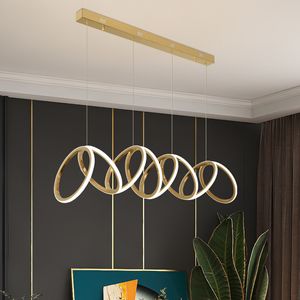Anneau de luxe moderne pendentif LED lumières pour salle à manger cuisine éclairage Lustre décor Lustre barre intérieure suspendus luminaires