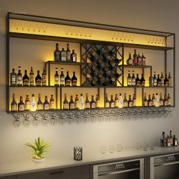 Modern de lujo para la exhibición de la pared de la pared Rack de vino industrial Gabinete de bar luminoso simple para cibercafé