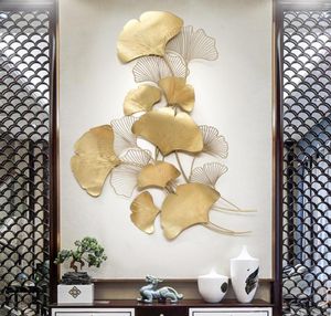 Mur à fer forgé de luxe moderne suspendu ginkgo feuille artisanat décoration materne