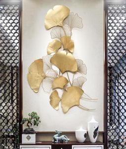 Mur à fer forgé de luxe moderne suspendu ginkgo feuille artisanat décoration materne