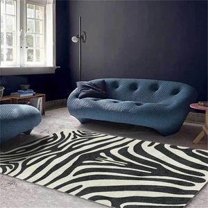 Moderne luxe zebra patroon tapijt woonkamer keuken runner vloermat dier gedrukt slaapkamer gebied tapijt Nordic stijl nachtkastje 210317
