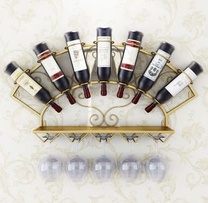 Rack de porte-vin en métal moderne pour 7 bouteilles murales de vins mural affichage étagère de rangement glase étagère whisky wine rouge préféré4355633