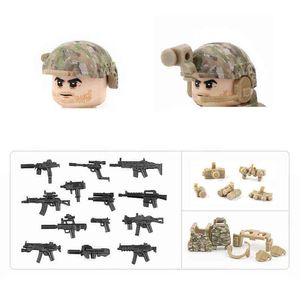 Moderne Militaire Leger Assault Soldiers Figuren Bouwstenen Swat Desert Camouflage Politie Soldaten Wapens Gun Part Bricks Toy Y220214