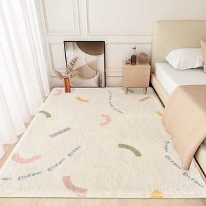 Tapis de décoration de chambre à coucher minimaliste moderne tapis de grande surface pour salon chambre d'enfants tapis moelleux moelleux tapis lavable antidérapant