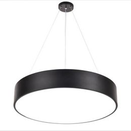 Minimalisme moderne LED Suspension Lustres Ronds Luminaires Noirs pour Bureau Salle D'étude Salon Chambre AC85-265V299r