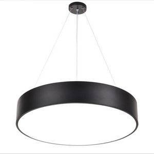 Minimalisme moderne LED Suspension Lustres Ronds Luminaires Noirs pour Bureau Salle D'étude Salon Chambre AC85-265V257H