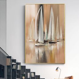 Moderne minimalistische decoratieve schilderij boot picturse voor woonkamer abstracte kunst muurschildering creatieve posters en prints