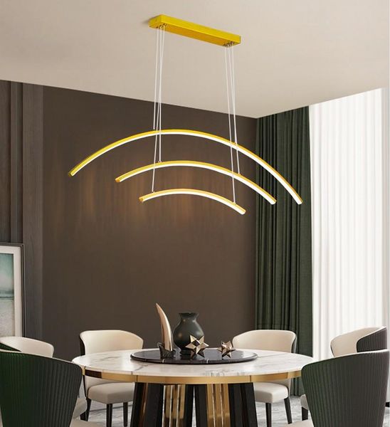 Moderne minimaliste doré LED lustres lampe pour salon chambre cuisine nordique décoration de la maison 3 têtes luminaires suspendus