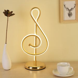 Modern LED Musical Note Tafellampen Slaapkamer Bedder Licht Licht Creatieve Decoratie Studie Desk Lamp Oogbescherming Us/EU -plug