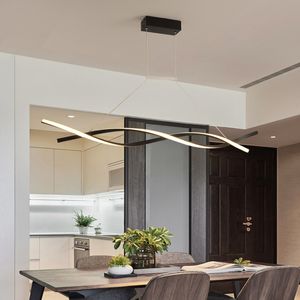 Lumière pendante d'onde de lumière pendante en aluminium menée minimaliste moderne pour le salon salle à manger de cuisine noir/gris