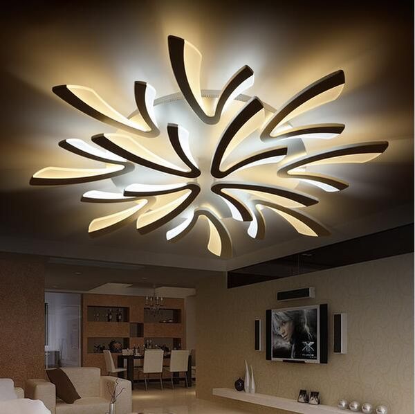 Plafonniers Led minimalistes modernes éclairage de lustre acrylique en forme de V pour salon chambre à coucher Dimmable avec télécommande