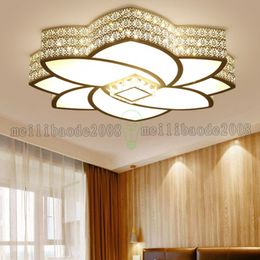 Moderne Minimaliste LED Fer Art Lotus Fleur Plafond Plafonniers Acrylique Lumières Éclairage Pour Chambre Étude Balcon Salon Hôtel Villas