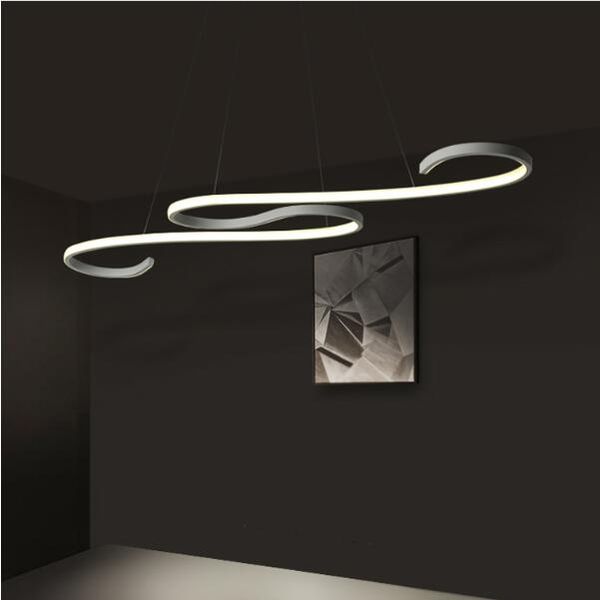 Lustre LED minimaliste moderne en forme de vague, luminaire suspendu en aluminium, 45W, pour salle à manger et salon