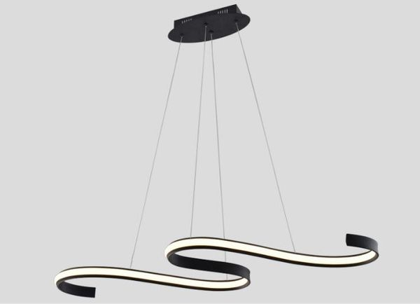 Moderne Minimaliste Led Pendentif Lumière Vague Droplights Black Island Luminaire 45W Lustres D'intérieur pour Salle à manger Salon Cuisine