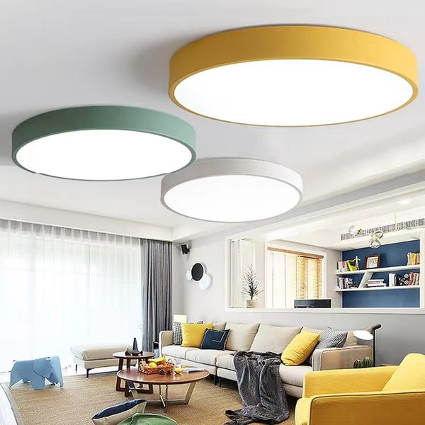 Minimaliste moderne Restauration de chambre à coucher pour le salon Balcon LED Nordic Lighting Macaron Creative Plafond Lampe de plafond