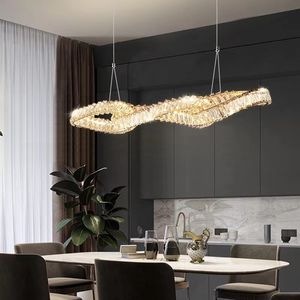 Moderne minimalistische woonkamer kristallen kroonluchter gegalvaniseerde roestvrijstalen eetkamer led-verlichting home ring verlichting lampen