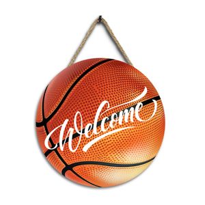 Modern Minimalist Wall Decor Mur suspendu Signe de bienvenue Basketball Basket Basketball Team Gift Wall Art Decor personnalisable Signe en bois personnalisable