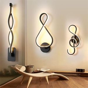 Lampes murales minimalistes modernes salon chambre chevet 16W AC96V-260V LED applique noir blanc lampe éclairage décoration blanc chaud