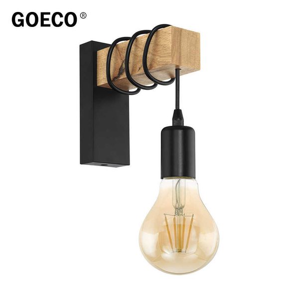 Lámpara de pared de madera minimalista moderna, luz de pared interior, 220 V, base de bombilla E27, para sala de estar, dormitorio, mesita de noche, iluminación de baño 210724