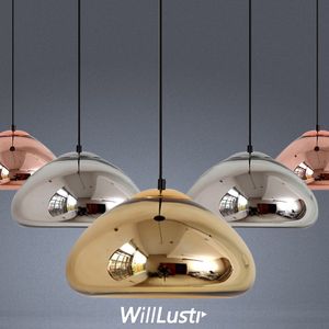 Moderne mond geblazen glas hanglamp creatieve plated rose goud zilver suspension light hotel restaurant café teller verlichting