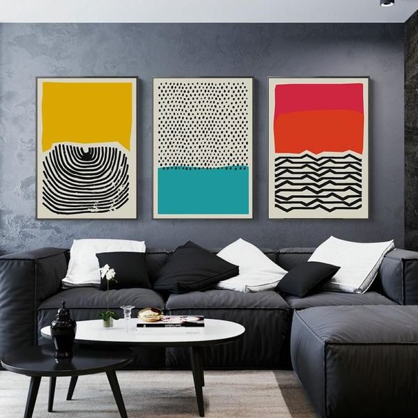 Cuadro sobre lienzo para pared geométrico abstracto multicolor moderno, carteles e impresiones, galería, cocina para niños, decoración del hogar 217c