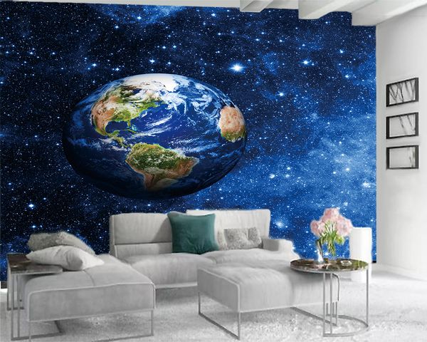 Murale moderne fond d'écran 3D Beau espace Earth Home Decor Living Room Room Bedroom Couvercle HD Fond d'écran