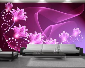 Moderne Muurschildering 3D Wallpaper Delicate Bloemen Roze Streamers 3D Wallpaper Custom 3D Foto Behang Home Decor