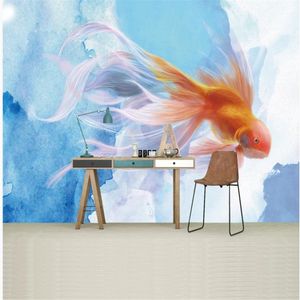 Fond d'écran de peintures murales modernes pour salon 3D stéréo abstrait poisson fonds d'écran de fond de fond de tv