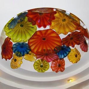 Luces de techo modernas de cristal de Murano Lámpara de placa de soplado a mano Sala de estar personalizada Decoración interior para niños Luminaria Iluminación artística de flores coloridas