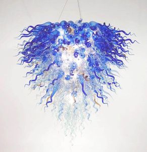 Moderne Murano Lampen LED Kroonluchters Verlichting Amerikaanse Trots Grote Blauwe Glazen Kroonluchter voor House Art Decoration