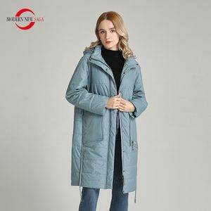 MODERNE NOUVELLE SAGA Automne Femmes Parka Printemps Femmes Manteau Coton Rembourré Veste À Capuche Long Manteau Coupe-Vent Zipper Plus La Taille Survêtement 201109