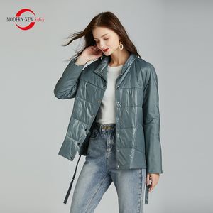 MODERNE SAGA Printemps Femmes Veste Mince Coton Rembourré Veste Automne Femmes Manteau Col Montant Puffer Veste Femmes Vert 201027