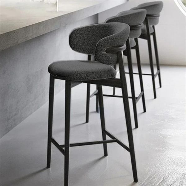 Tabouret de bar nordique moderne en velours en bois massif pour meubles à la maison tabouret de pied salon chaises de salle à manger avec coussin de tissu