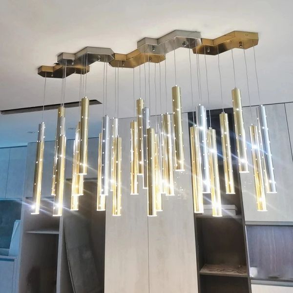 Lámpara LED nórdica moderna de oro/plata, iluminación para comedor, lámpara colgante Combinable, decoración del hogar, iluminación de Bar