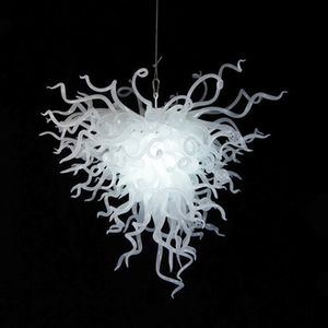 Moderne Nordic Lampen Crystal White Color Blown Glass Art Kroonluchter Hanglamp LED-verlichting Source Style 60 cm breed en 50cm hoge verlichting voor thuis deco