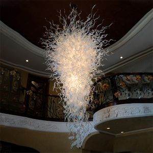 Lámparas nórdicas modernas Colgantes Luces 100% Hecho a mano Murano Cristal de cristal blanco Luz de lámparas para la decoración de la sala de estar de la casa Araña industrial