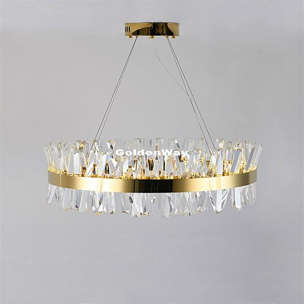 Lustre en cristal rond de luxe nordique moderne éclairage pour salle à manger cuisine suspension lampe moderne doré Chrome LED Chandeliers226D