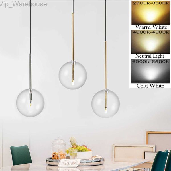 Lampe à suspension nordique moderne minimaliste en verre clair lumières boule de verre transparente lampes suspendues pour Loft salon salle à manger chambre HKD230825