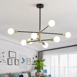 Moderne Noordse sputnik zwarte kroonluchters LED LAMP 4/6/8Light Home Lighting indoor armaturen Hanglijsten plafond niet inbegrepen bollen