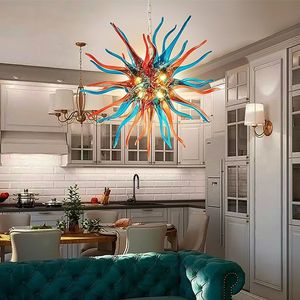 Moderne nieuwigheid handgeblazen glazen kroonluchter Murano-stijl glas westerse stijl design LED-lamp hangende lamp voor slaapkamer woonkamer restaurant hotel hal