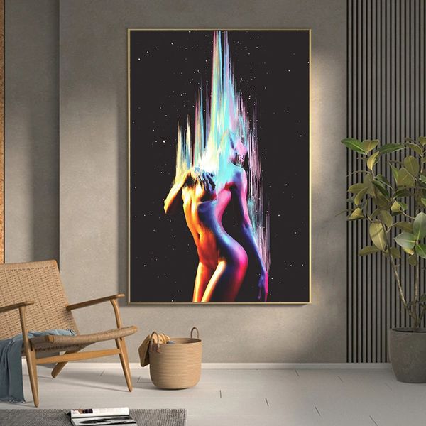 Carteles de arte desnudo moderno Sexy Aurora Women Canvas Pintura Body Art Pintura decorativa Sala de estar Imagen de pared Decors