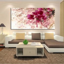 Peinture à l'huile moderne abstraite sans cadre, paysage de fleurs rouges, impression HD sur toile, Art mural, décor, image pour salon