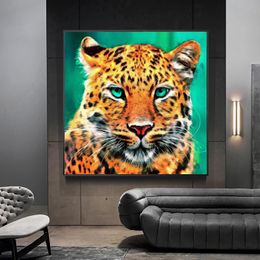 Pintura al óleo moderna impresa en lienzo pintura de animales de leopardo para decoración e Interior lienzo arte abstracto póster Cuadros