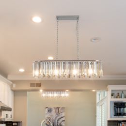 Lámpara de techo de cristal ovalada moderna, accesorio de iluminación de lujo para decoración del hogar