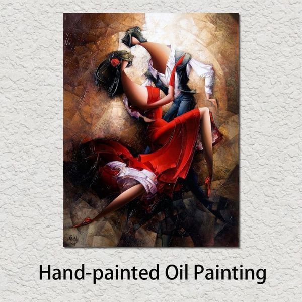 Peintures modernes abstraites Tango espagnol, toile peinte à la main, tableau d'art pour femmes, décoration murale de Pub et Bar, 3014