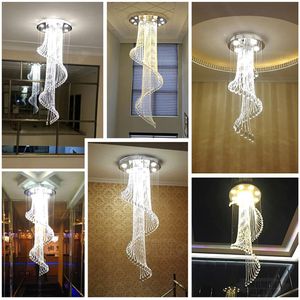 Moderne hangende kristallen verlichting Plafond hangende LED-lampen Metalen armaturen voor binnentrap Lobby Villa Woonkamer Loft Decor