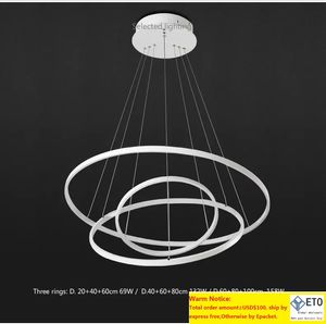 Moderne hangende lampen voor woonkamer Dining Circle Rings Acryl aluminium LED -verlichting plafondlamp armaturen