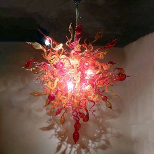 Moderne hanglampen LED-kristallen kroonluchters lichte woonkamer decoratie rood geblazen glas kroonluchter opknoping lichten met bollen
