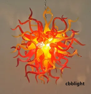 Lampes suspendues modernes couleur orange et jaune 24x24 pouces AC 110V 240V lustre en verre soufflé à la main éclairage LED luminaire suspendu intérieur plafond décoratif LR1106